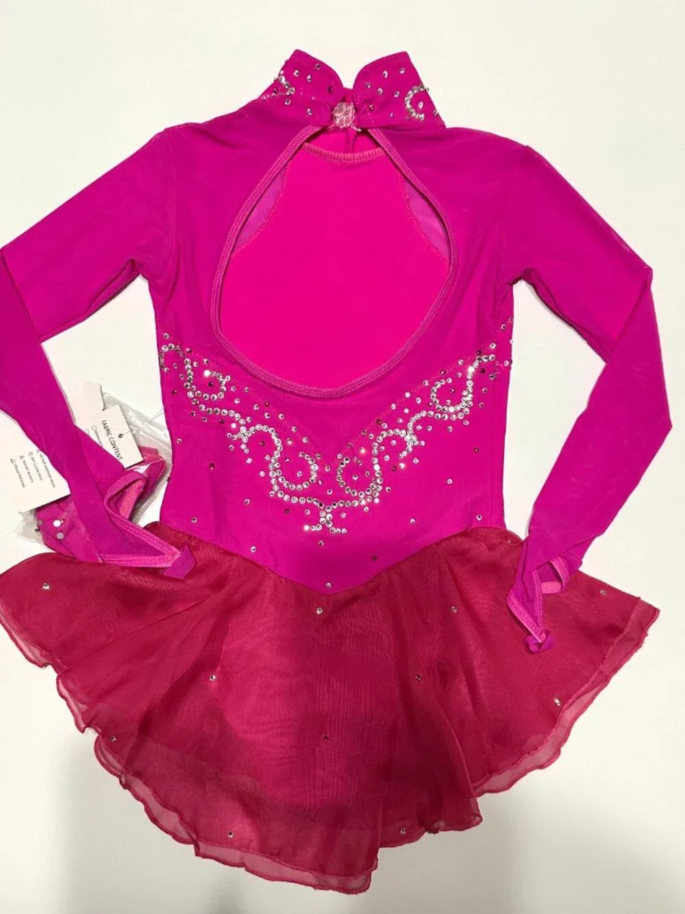 New Plum pink Crystal Figure Skating Dress Girl 8 (4~6T)